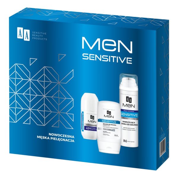 Men Sensitive zestaw balsam po goleniu 100ml + pianka do golenia 250ml + antyperspirant w kulce 50ml For Discount