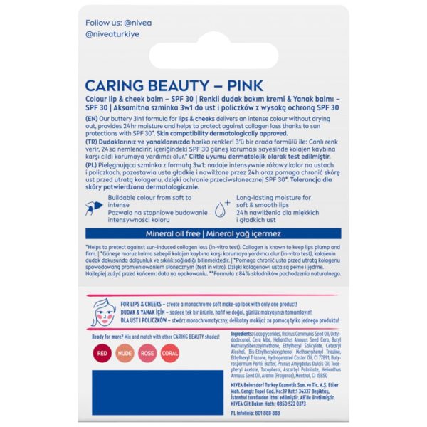 Caring Beauty pielęgnująca pomadka do ust 3w1 Pink 4.8g on Sale