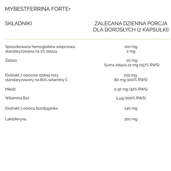 MyBestFerrina Forte+ suplement diety 60 kapsułek For Cheap