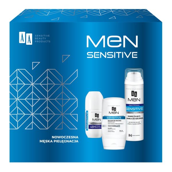 Men Sensitive zestaw balsam po goleniu 100ml + pianka do golenia 250ml + antyperspirant w kulce 50ml For Discount