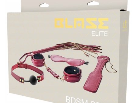 Blaze Elite BDSM Set zestaw pejcz + packa + kajdanki + opaska na oczy + obroża Red Online