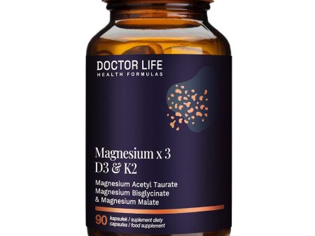 Magnesium x3 D3 & K2 suplement diety wspierający zdrowie układu sercowo-naczyniowego i kości 90 kapsułek Discount