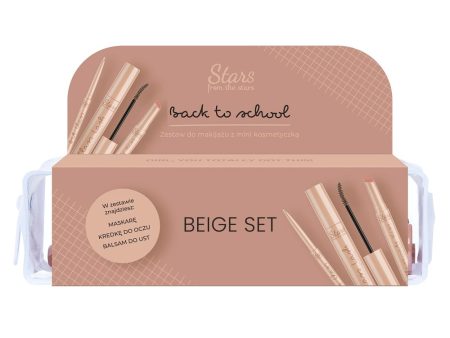 Back To School zestaw do makijażu z mini kosmetyczką 02 Beige For Discount