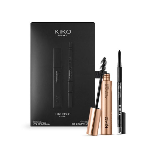 Luxurious Eye Set zestaw tusz do rzęs nadający wyjątkową objętość 12ml + kredka do oczu 16 Black 0.35g Fashion