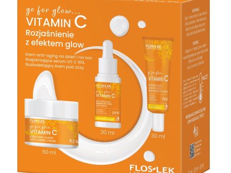 go for glow…VITAMIN C Rozjaśnienie z efektem glow zestaw krem anti-aging na dzień i na noc 50ml + rozjaśniające serum Vit C 10% 30ml + rozświetlający krem pod oczy 30ml on Sale